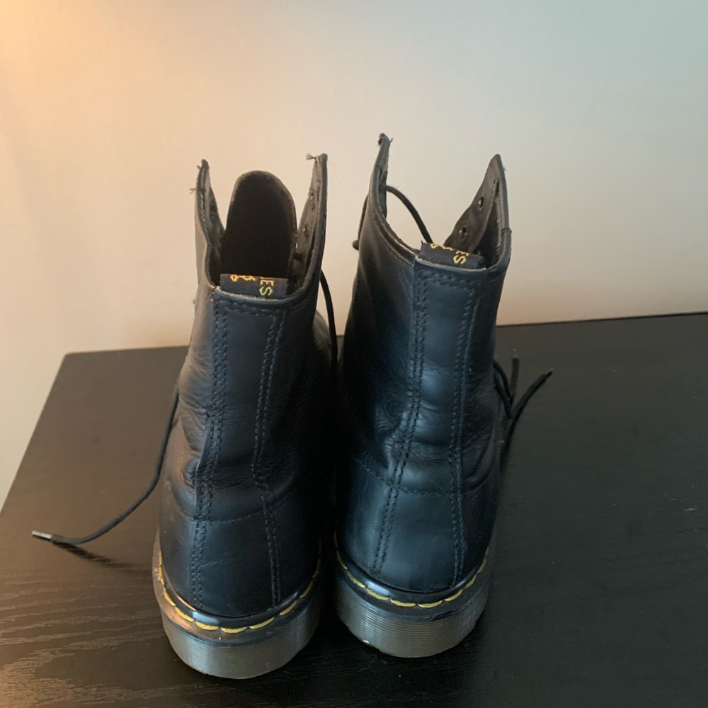 Black Leather Lace-Up Combat Boots - Unknown Brand - Picture 2 of 4